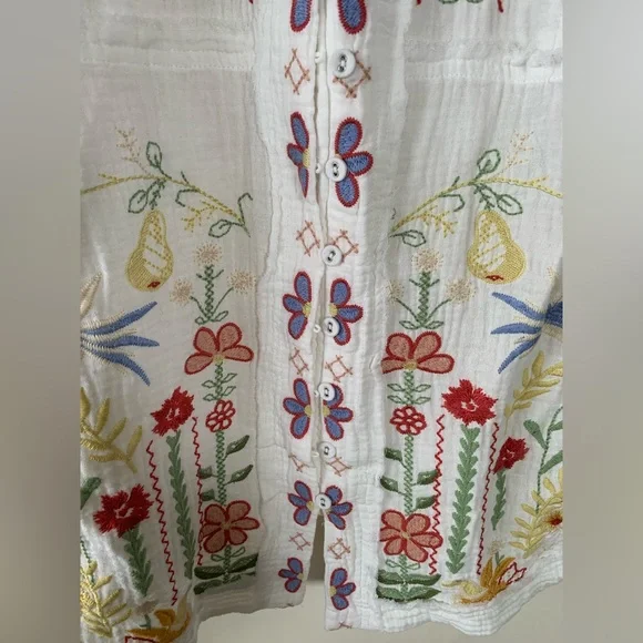Johnny Was white Felicity Tunic embroidered blouse shirt NWOT size M - Picture 7 of 11